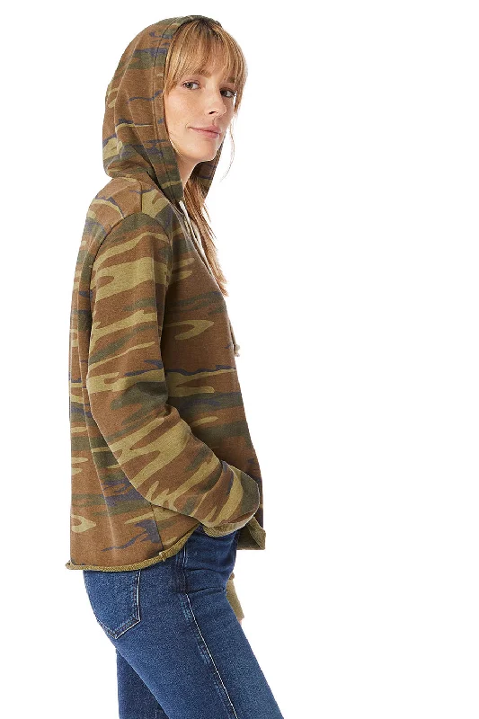 Alternative Womens Day Off Mineral Wash Hooded Sweatshirt Hoodie - Camo - NEW