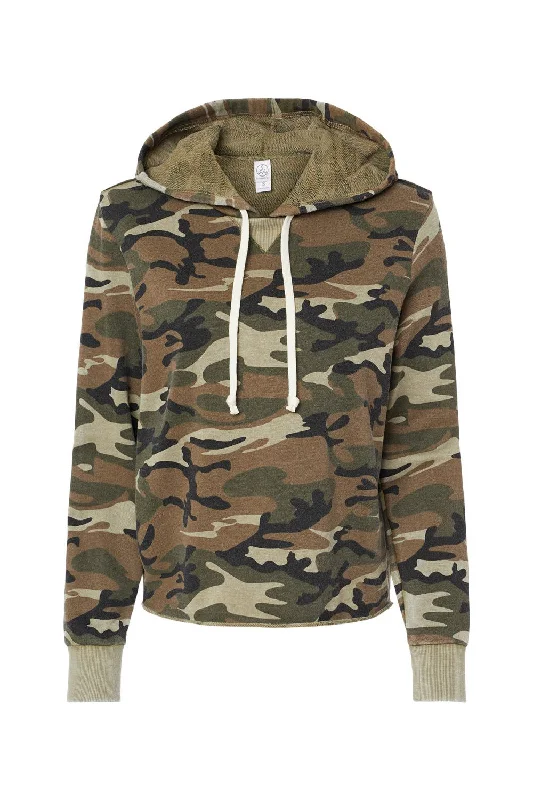 Alternative Womens Day Off Mineral Wash Hooded Sweatshirt Hoodie - Camo - NEW