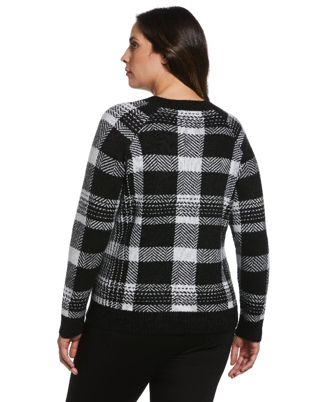 Plus Size Button Trim Sweater