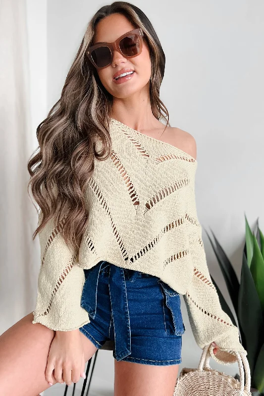 Compliments & Praise Open Knit Crop Sweater (Natural)