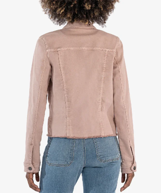 Kara Jacket with Frayed Hem in Blush