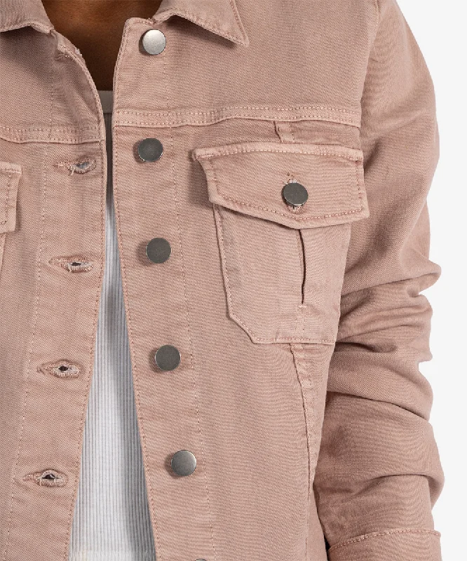 Kara Jacket with Frayed Hem in Blush