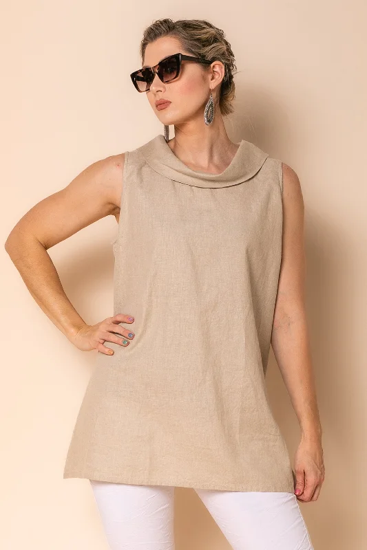 Levi Linen Blend Top in Latte