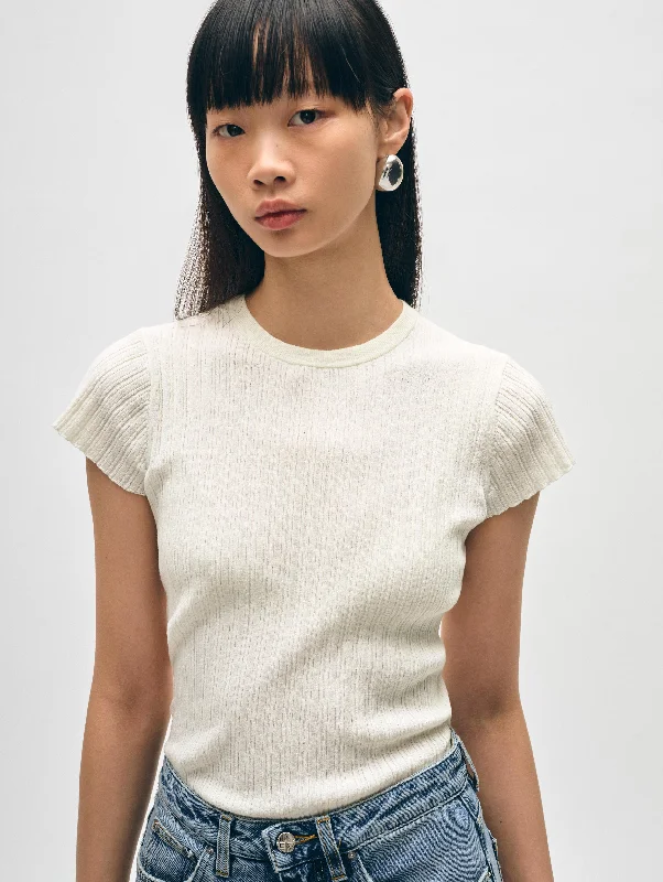 Linen Gauze Ribbed Tee