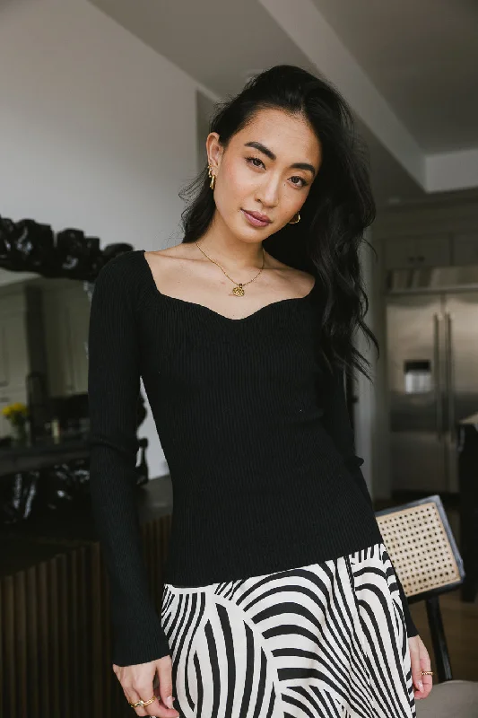 Nyla Ribbed Sweater in Black