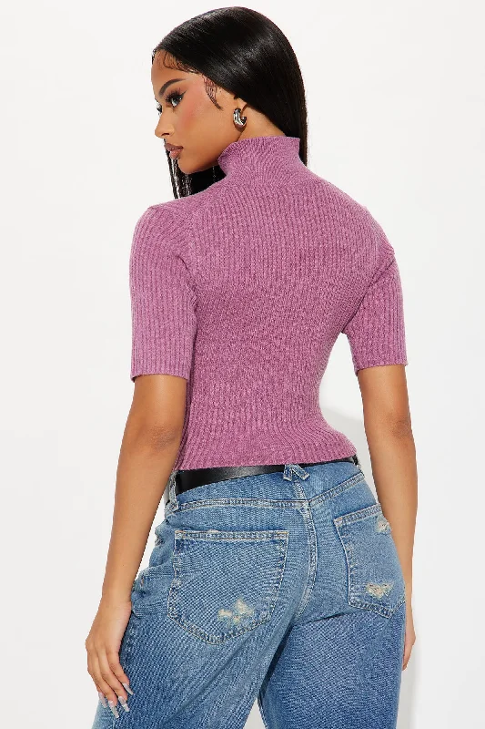 Ollie Mock Neck Sweater - Purple