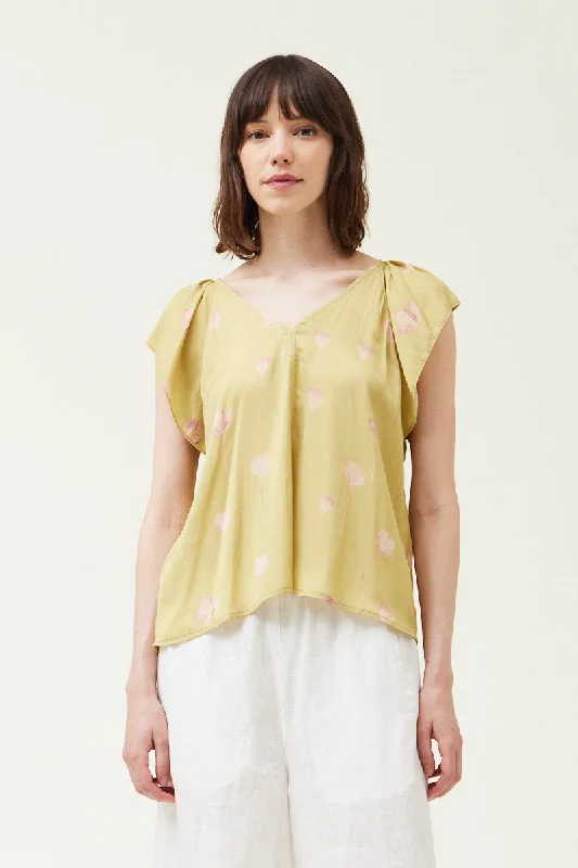 Printed V-Neck Top in Linden