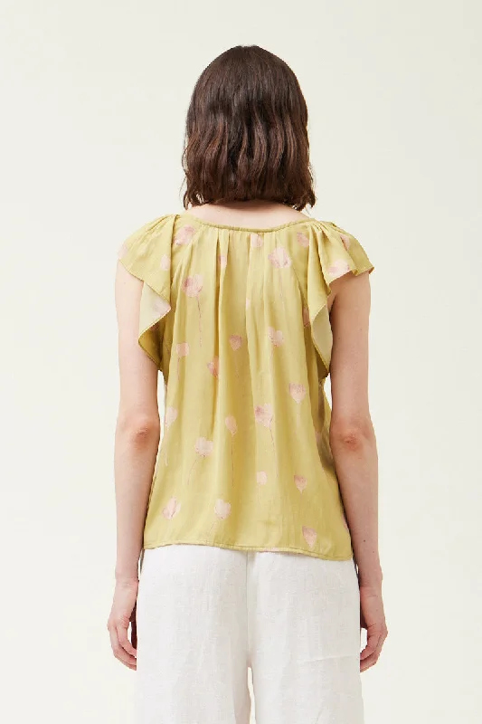 Printed V-Neck Top in Linden