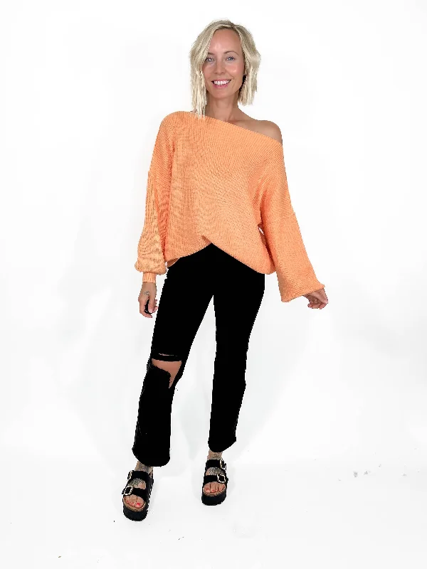 Reagan Boat Neck Sweater- PAPAYA