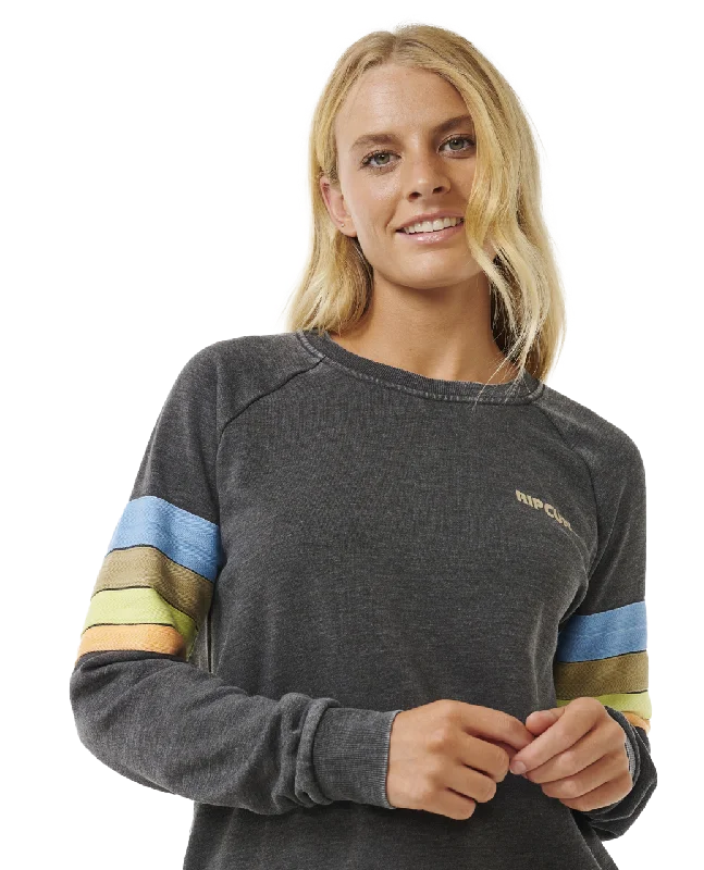 High Tide Surf Raglan Sweatshirt in Washed Black