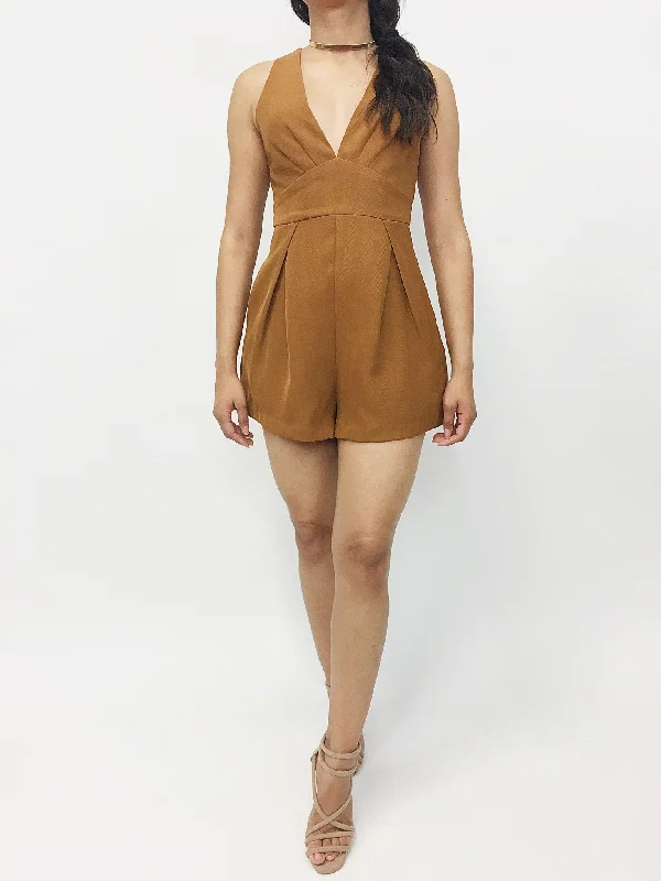 Trina, Deep V neck sleeveless romper