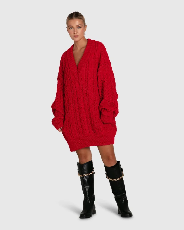 Still The One Chunky Oversize Knit - Red