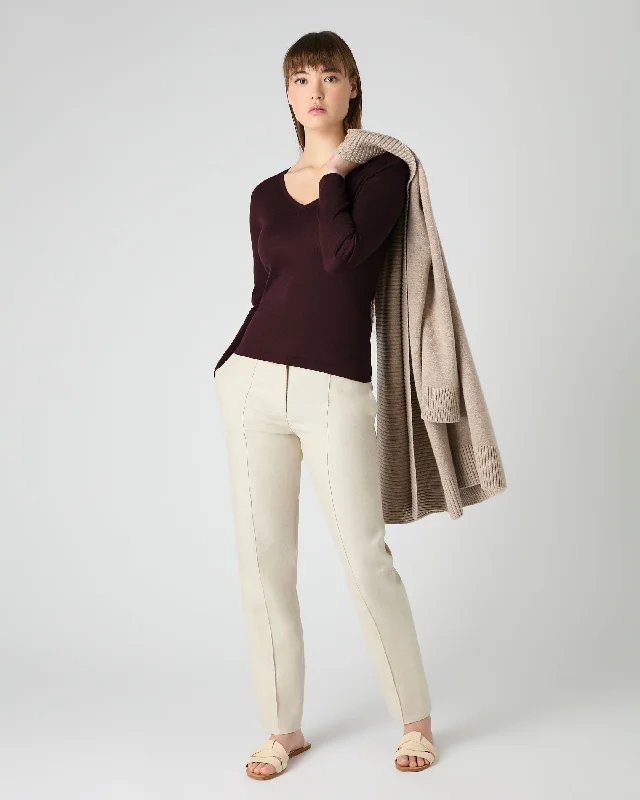 Women's Imogen Superfine Cashmere V Neck Sweater Clove Brown