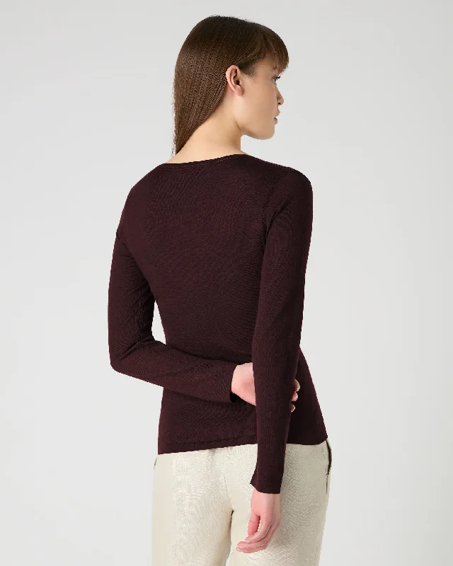 Women's Imogen Superfine Cashmere V Neck Sweater Clove Brown