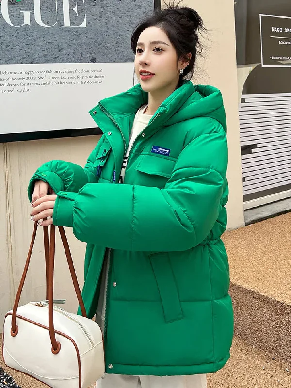 Women Oversized Parkas Jackets Casual Thick Warm Hooded Pattern Coat Female Winter Outwear Sports Jacket parkas