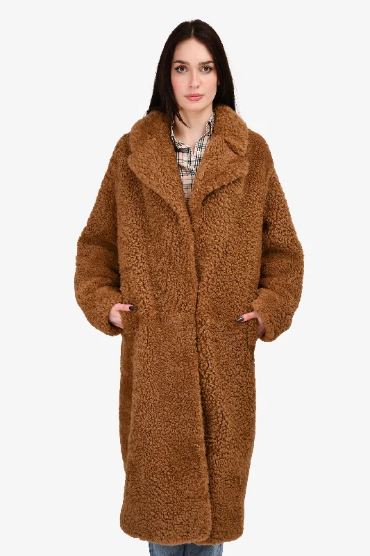 A.L.C. Brown Shearling Wrap Coat Size L