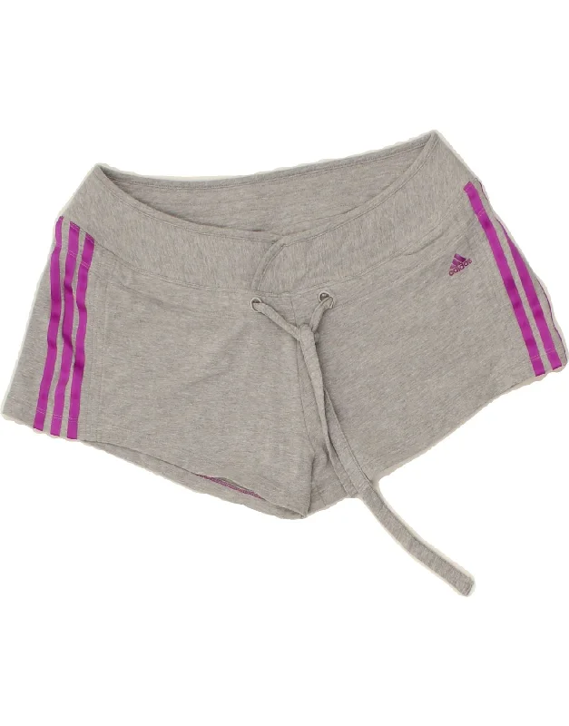 ADIDAS Womens Sport Shorts UK 12/14 Medium Grey Cotton