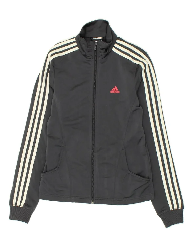 ADIDAS Womens Tracksuit Top Jacket UK 10 Small  Grey Polyester