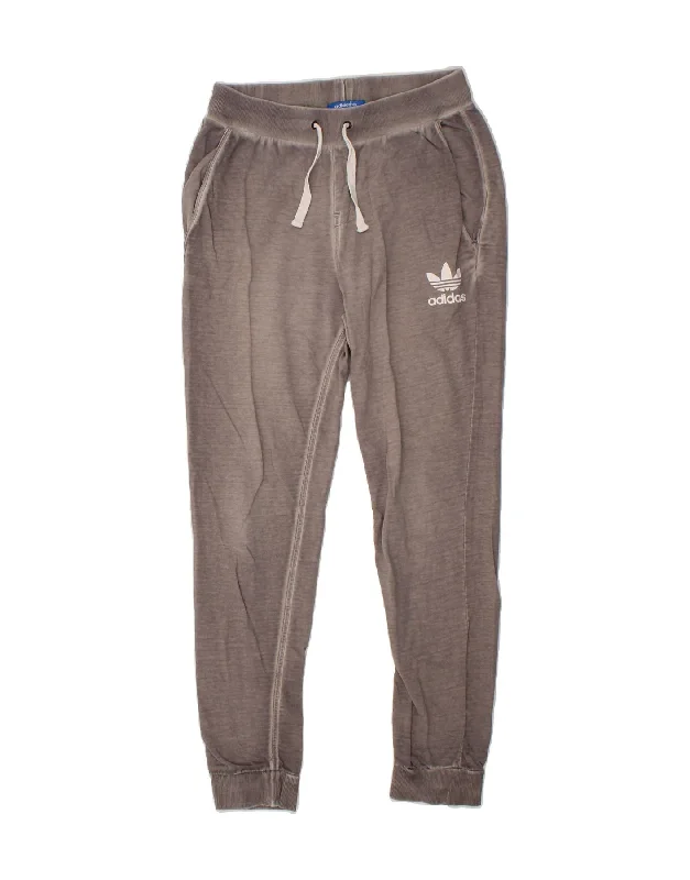 ADIDAS Womens Tracksuit Trousers Joggers UK 10 Small Grey Cotton