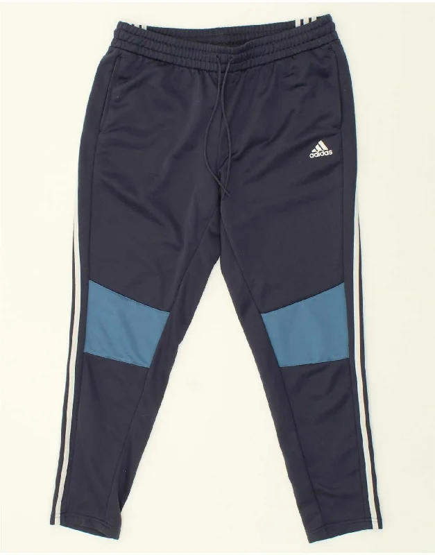 ADIDAS Womens Tracksuit Trousers UK 16/18 Large Navy Blue Colourblock