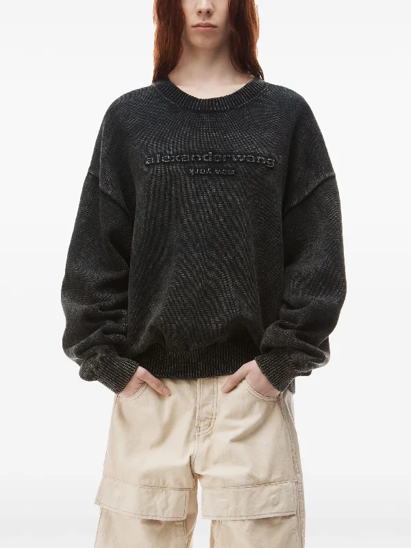 ALEXANDER WANG Oversized LS Pullover With Emboss Alexander Wang Logo