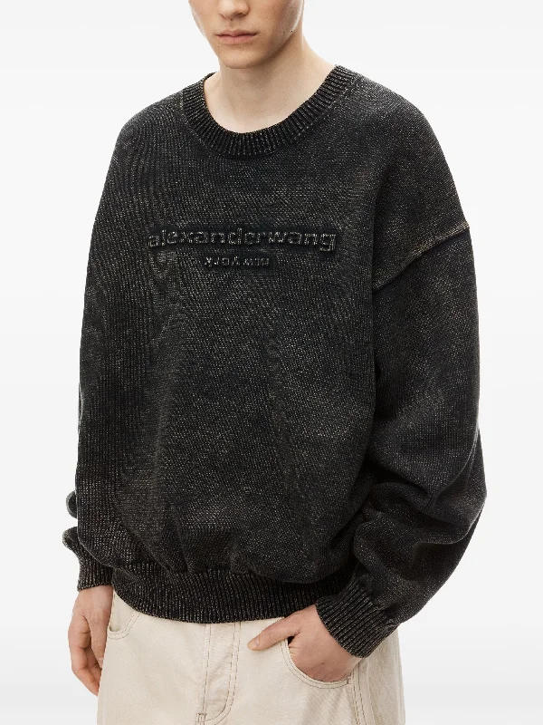 ALEXANDER WANG Oversized LS Pullover With Emboss Alexander Wang Logo