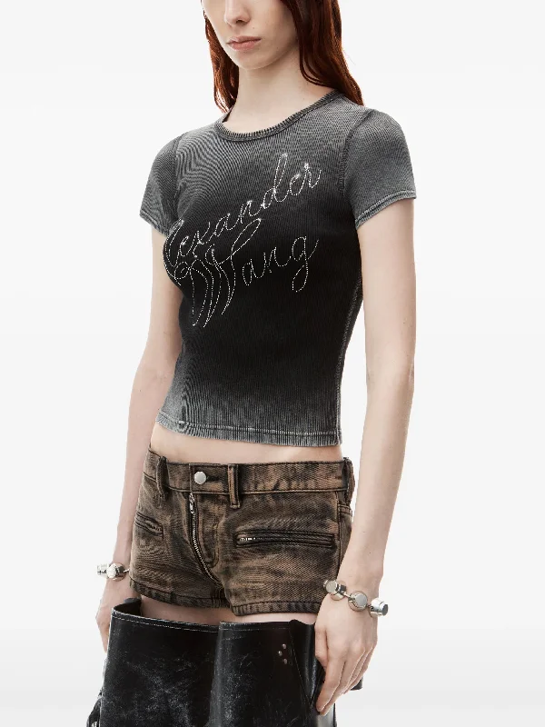 ALEXANDER WANG Women Fitted Tee With Hotfix Cursive Logo