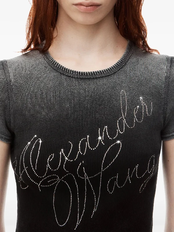 ALEXANDER WANG Women Fitted Tee With Hotfix Cursive Logo