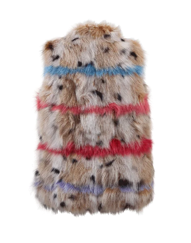 Animal Print Fox Fur Vest