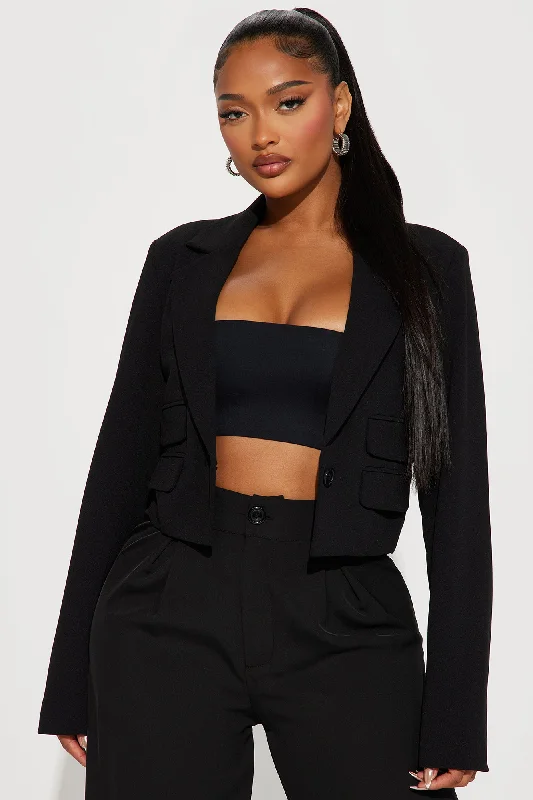 Aniyah Cropped Blazer - Black