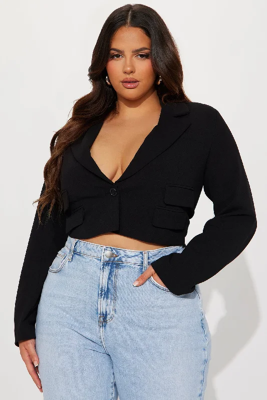 Aniyah Cropped Blazer - Black