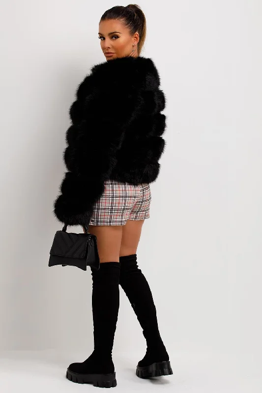 Black Faux Fur Bubble Coat