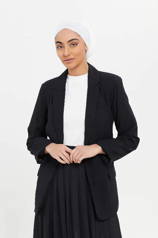 Women Black Long Sleeve Tailored Jacket