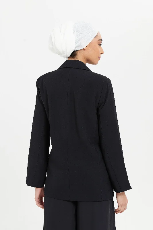 Women Black Long Sleeve Tailored Jacket