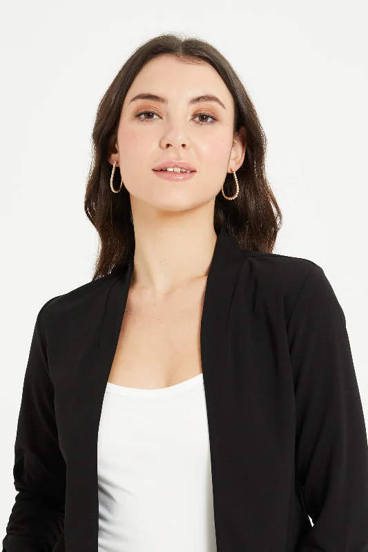 Women Black Cropped Jacket