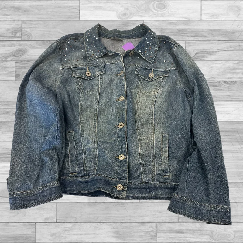 Blue Denim Jacket Denim Roz And Ali, Size 1x