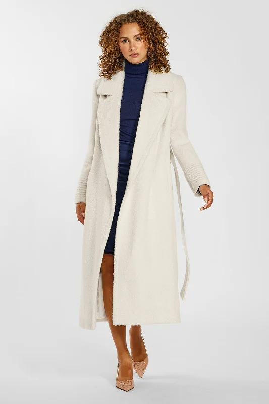 Bouclé Alpaca Long Notched Collar Wrap Coat