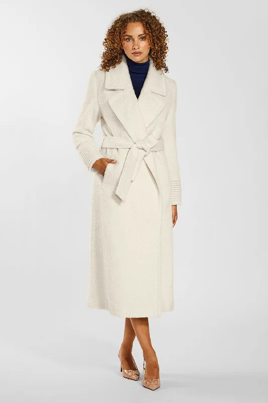 Bouclé Alpaca Long Notched Collar Wrap Coat