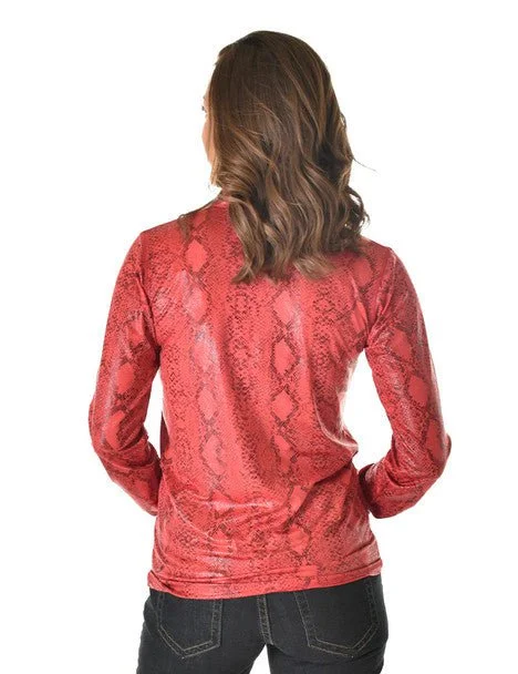 Cowgirl Tuff Womens Quarter Zip Cadet Red Poly/Spandex Athletic Shell Jacket