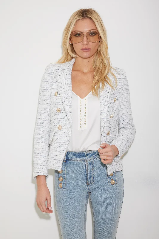 Eliza Tweed Blazer - Cream / Denim