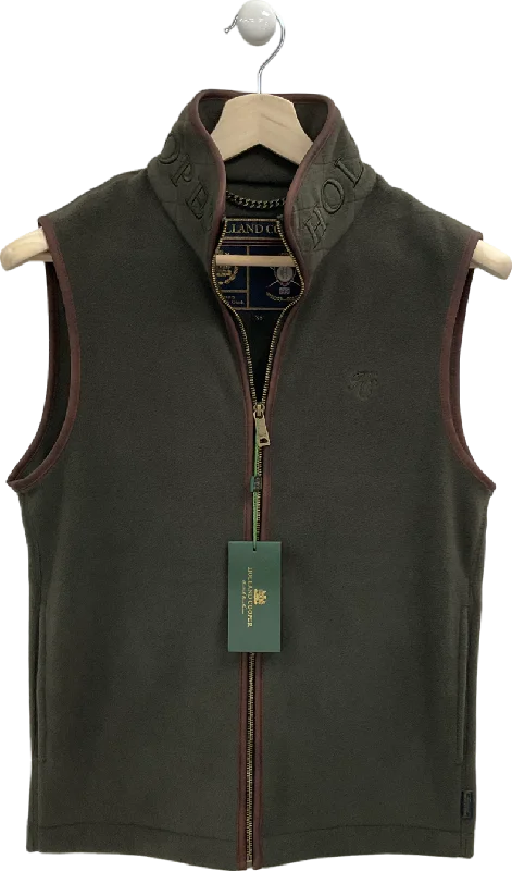 Holland Cooper Olive Green Embossed Logo Fleece Gilet UK XS