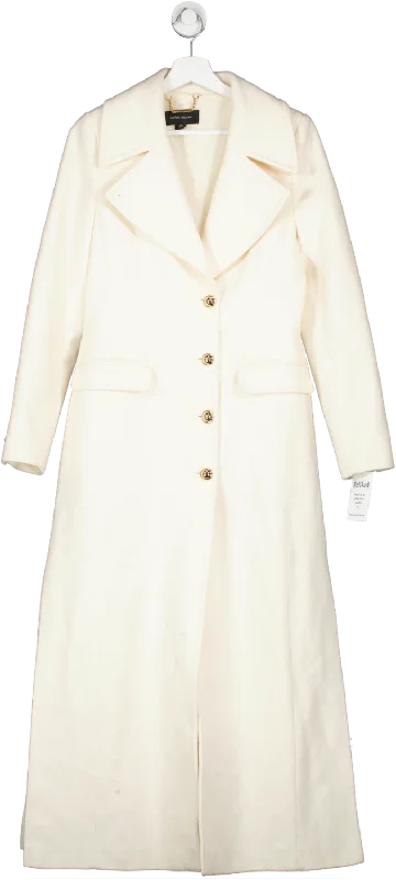 Karen Millen Cream Italian Wool Side Split Tailored Maxi Coat UK 8