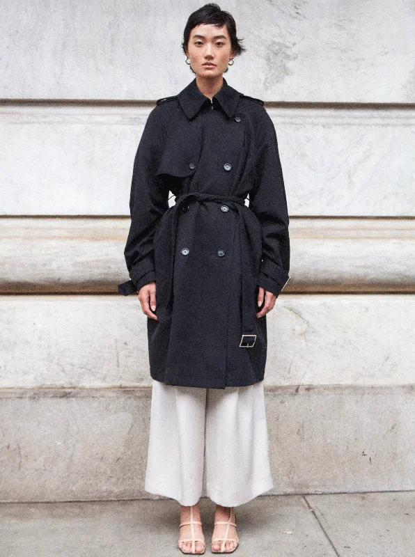 LONG YORK TRENCH COAT, BLACK