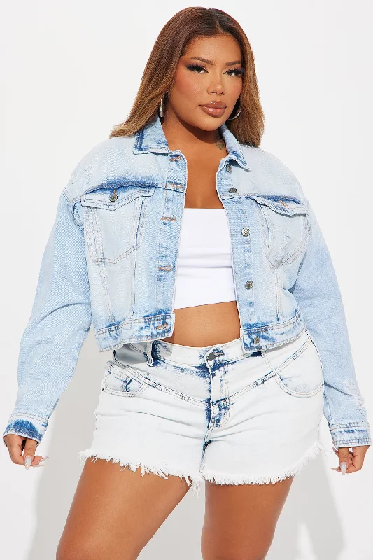 Lucky Girl Denim Trucker Jacket - Light Wash