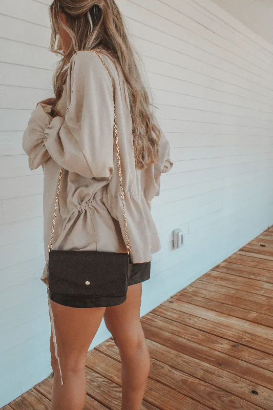 Nude Long Sleeves Open Front Cardigan