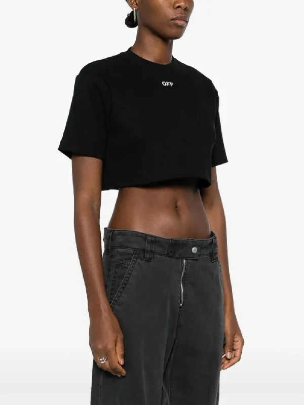 OFF-WHITE Women Off Stamp Rib Cropped Tee