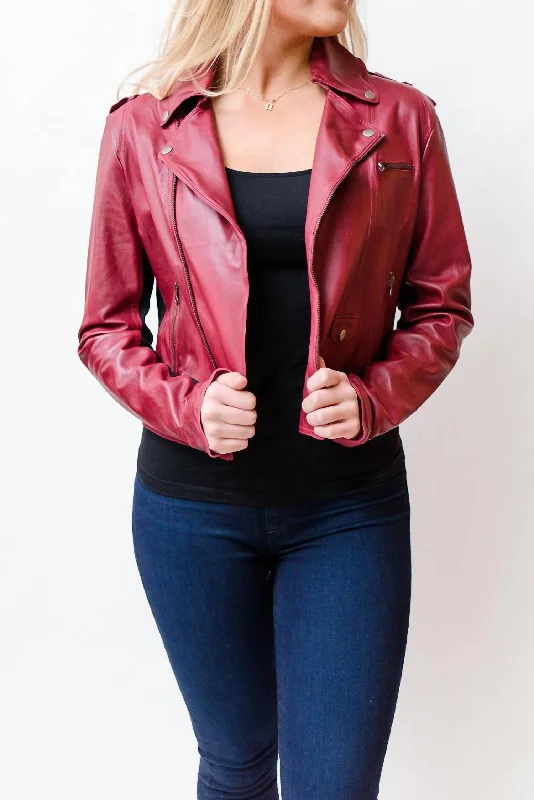 Piper Leather Jacket, Vintage Red