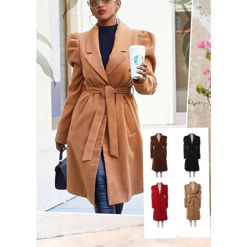 PUFF SHOULDER WATERFALL COAT