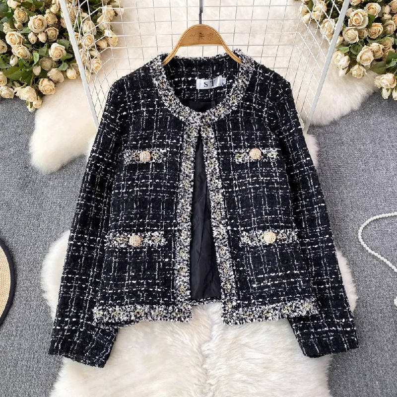 round neck short coat women's casual jacket top       S4167