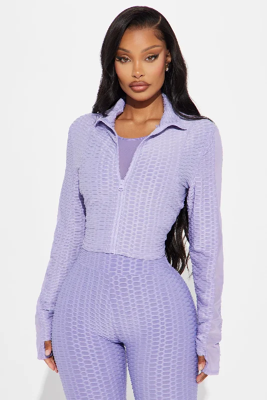 The Best Assets Textured Crop Active Jacket - Lavender